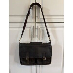 KomalC Brown Tan Buffalo Leather Briefcase Laptop Messenger Satchel Bag 16" EXC